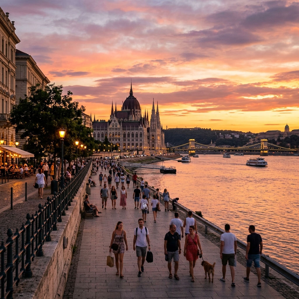 Golden sunset over Danube
